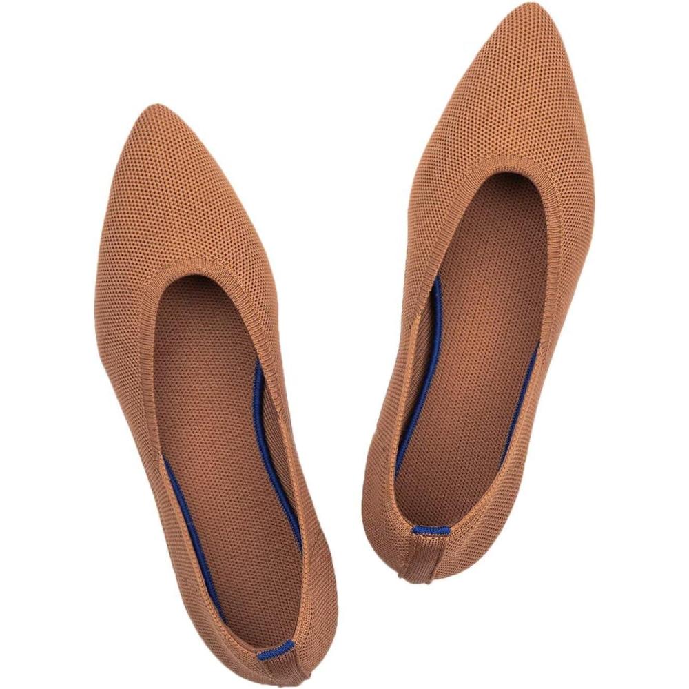 image:imageFrank Mully Womens Pointed Toe Flats Knit Dress Shoes Comfort Women Shoes SoftableFawn