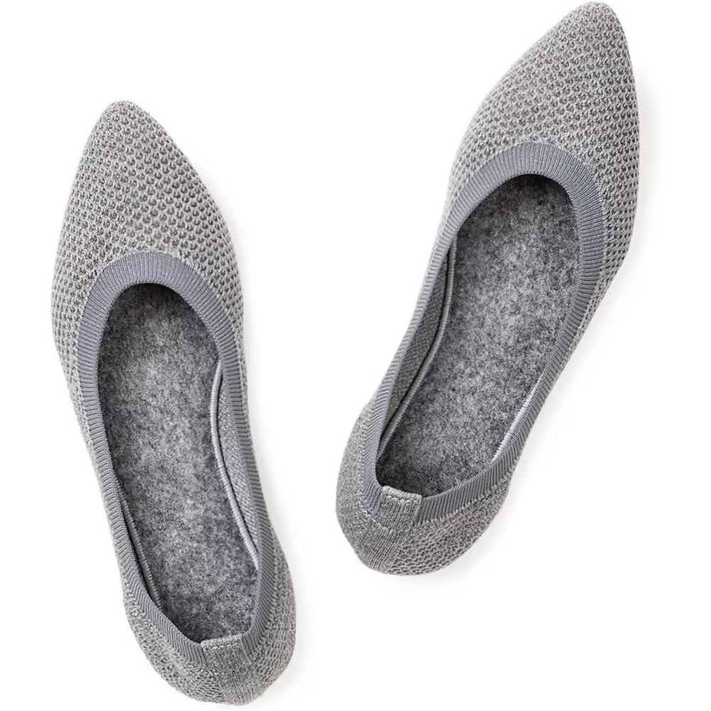 image:imageFrank Mully Womens Pointed Toe Flats Knit Dress Shoes Comfort Women Shoes SoftableLight Grey