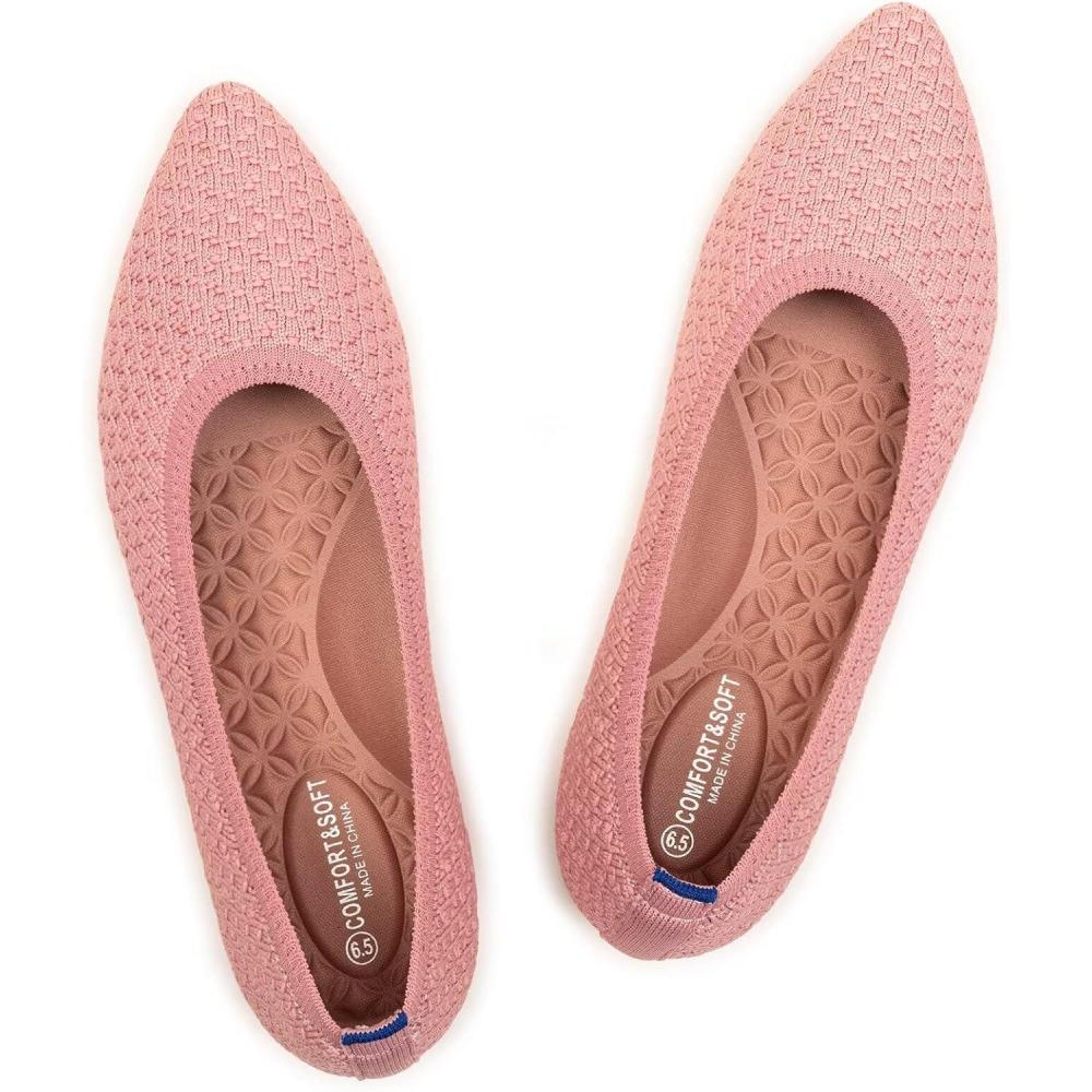 image:imageFrank Mully Womens Pointed Toe Flats Knit Dress Shoes Comfort Women Shoes SoftablePink