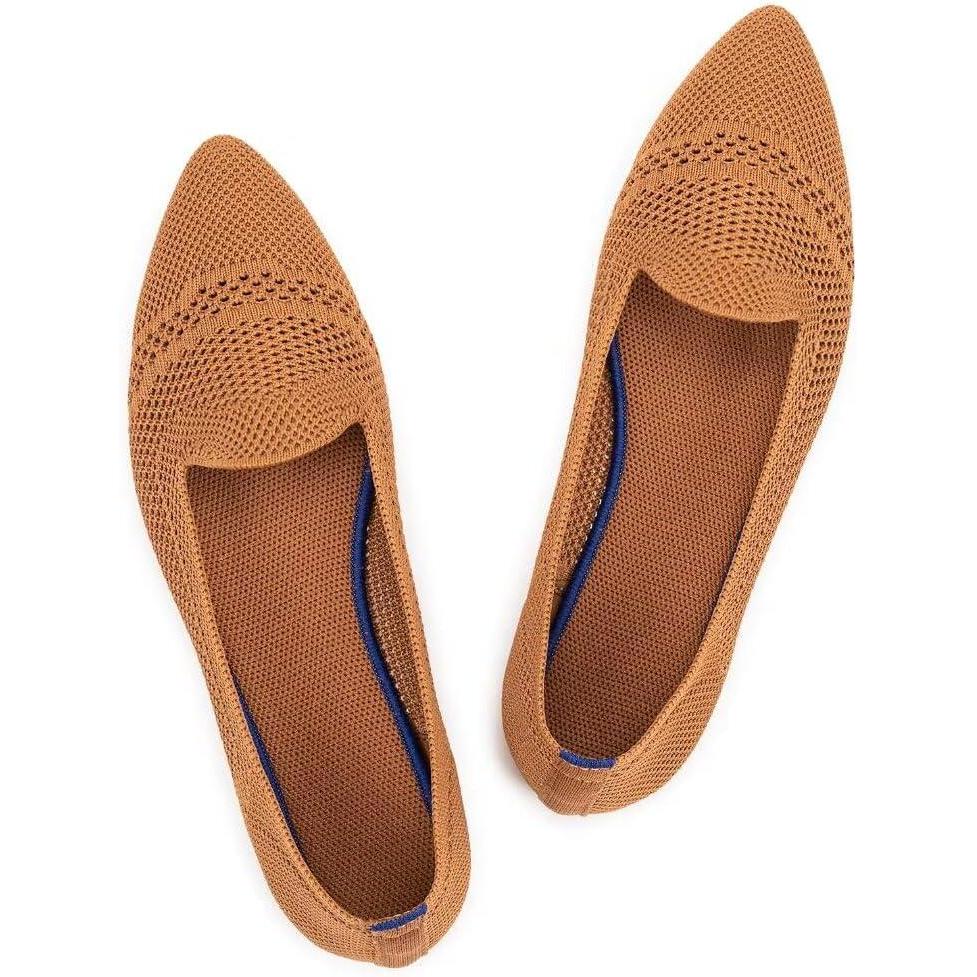 image:imageFrank Mully Womens Pointed Toe Flats Knit Dress Shoes Comfort Women Shoes SoftableTan
