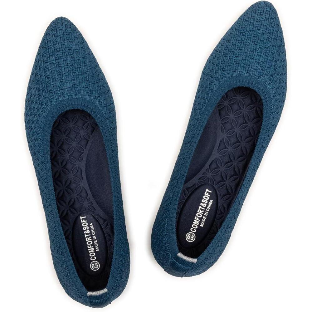image:imageFrank Mully Womens Pointed Toe Flats Knit Dress Shoes Comfort Women Shoes SoftableTeal