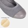 Frank Mully Women’s Ballet Flats Round Toe Walking Flats Slip On Work Shoes Knitted Flats Shoes for Woman Soft Lightweight(6045grey)