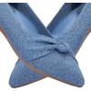 Frank Mully Womens Pointed Toe Flats Knit Dress Shoes Comfort Women Shoes Softable(Blue With Bowknot)