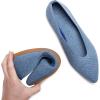Frank Mully Womens Pointed Toe Flats Knit Dress Shoes Comfort Women Shoes Softable(Denum Blue)