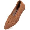 Frank Mully Womens Pointed Toe Flats Knit Dress Shoes Comfort Women Shoes Softable(Tan)