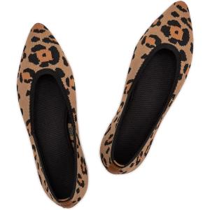 Frank Mully Womens Pointed Toe Flats Knit Dress Shoes Comfort Women Shoes Softable(6037leopard)