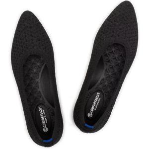 Frank Mully Womens Pointed Toe Flats Knit Dress Shoes Comfort Women Shoes Softable(A Black)