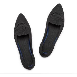 Frank Mully Womens Pointed Toe Flats Knit Dress Shoes Comfort Women Shoes Softable(Black/Mesh)