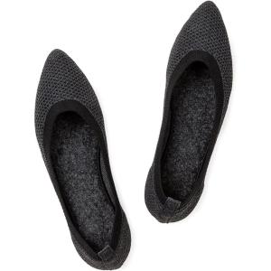 Frank Mully Womens Pointed Toe Flats Knit Dress Shoes Comfort Women Shoes Softable(Black/Textile)
