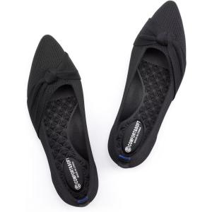 Frank Mully Womens Pointed Toe Flats Knit Dress Shoes Comfort Women Shoes Softable(Black&bowknot)