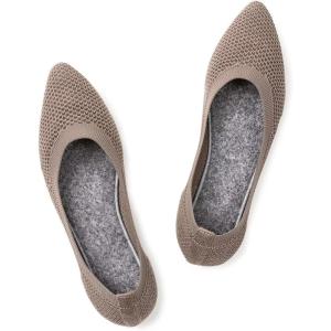 Frank Mully Womens Pointed Toe Flats Knit Dress Shoes Comfort Women Shoes Softable(Camel)