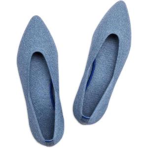Frank Mully Womens Pointed Toe Flats Knit Dress Shoes Comfort Women Shoes Softable(Denum Blue)