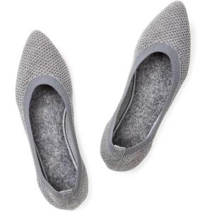 Frank Mully Womens Pointed Toe Flats Knit Dress Shoes Comfort Women Shoes Softable(Light Grey)