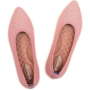 Frank Mully Womens Pointed Toe Flats Knit Dress Shoes Comfort Women Shoes Softable(Pink)