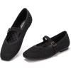 Frank Mully Womens Casual Flat Shoes Square Toe Shoes Knitted Mesh Flat Comfort Work Flat Shoes for Daily Washable(Black Mesh)
