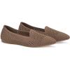 Frank Mully Womens Pointed Toe Flats Comfort Loafes Slip On Shoes for Woman Low Wedge Knit Dress Shoes for Work(Brown)
