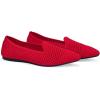 Frank Mully Womens Pointed Toe Flats Comfort Loafes Slip On Shoes for Woman Low Wedge Knit Dress Shoes for Work(Red)