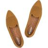 Frank Mully Womens Pointed Toe Flats Comfort Loafes Slip On Shoes for Woman Low Wedge Knit Dress Shoes for Work(Yellow)