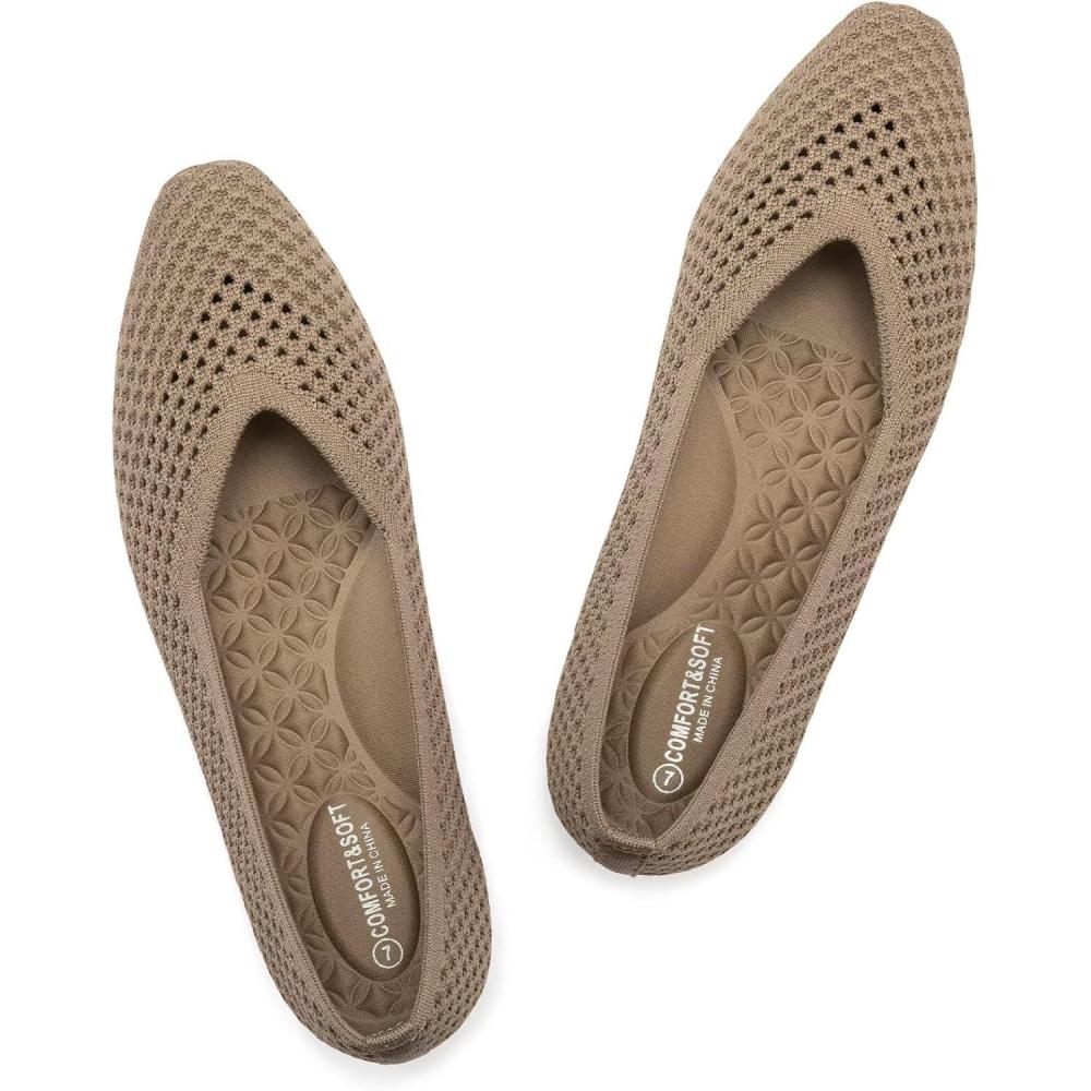 image:imageFrank Mully Womens Flats SquareToe Knit Mesh Flats Shoes with Arch Support Slip on Washable Ballet Shoes for WorkGreen
