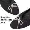 Frank Mully Ballet Flats for Women Square-Toe Flats with Rhinestone Bow Knot Casual Knitted Flat Shoes for Dressy/Office/Everyday Wear(Black)
