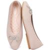 Frank Mully Ballet Flats for Women Square-Toe Flats with Rhinestone Bow Knot Casual Knitted Flat Shoes for Dressy/Office/Everyday Wear(Ecru)