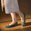 Frank Mully Ballet Flats for Women Square-Toe Flats with Rhinestone Bow Knot Casual Knitted Flat Shoes for Dressy/Office/Everyday Wear(Green)