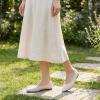 Frank Mully Women’s Ballet Flat Dressy Knit Pointed Toe Slip On Ballerina Walking Flats Shoes for Woman Casual Daily Work(Beige)