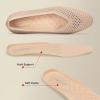 Frank Mully Women’s Flats Square-Toe Knit Mesh Flats Shoes with Arch Support Slip on Washable Ballet Shoes for Work(Beige)