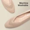 Frank Mully Women’s Flats Square-Toe Knit Mesh Flats Shoes with Arch Support Slip on Washable Ballet Shoes for Work(Beige)