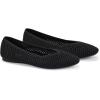 Frank Mully Women’s Flats Square-Toe Knit Mesh Flats Shoes with Arch Support Slip on Washable Ballet Shoes for Work(Black)