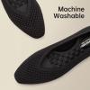 Frank Mully Women’s Flats Square-Toe Knit Mesh Flats Shoes with Arch Support Slip on Washable Ballet Shoes for Work(Black)