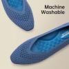 Frank Mully Women’s Flats Square-Toe Knit Mesh Flats Shoes with Arch Support Slip on Washable Ballet Shoes for Work(Blue)