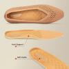 Frank Mully Women’s Flats Square-Toe Knit Mesh Flats Shoes with Arch Support Slip on Washable Ballet Shoes for Work(Brown)