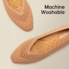 Frank Mully Women’s Flats Square-Toe Knit Mesh Flats Shoes with Arch Support Slip on Washable Ballet Shoes for Work(Brown)