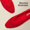 Frank Mully Women’s Flats Square-Toe Knit Mesh Flats Shoes with Arch Support Slip on Washable Ballet Shoes for Work(Red)