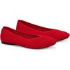 Frank Mully Women’s Flats Square-Toe Knit Mesh Flats Shoes with Arch Support Slip on Washable Ballet Shoes for Work(Red)
