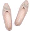 Frank Mully Ballet Flats for Women Square-Toe Flats with Rhinestone Bow Knot Casual Knitted Flat Shoes for Dressy/Office/Everyday Wear(Ecru)