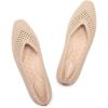 Frank Mully Women’s Flats Square-Toe Knit Mesh Flats Shoes with Arch Support Slip on Washable Ballet Shoes for Work(Beige)