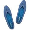 Frank Mully Women’s Flats Square-Toe Knit Mesh Flats Shoes with Arch Support Slip on Washable Ballet Shoes for Work(Blue)