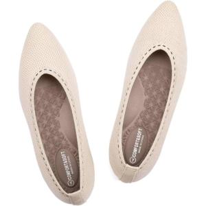 Frank Mully Women’s Ballet Flat Dressy Knit Pointed Toe Slip On Ballerina Walking Flats Shoes for Woman Casual Daily Work(Beige)