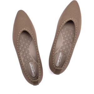 Frank Mully Women’s Ballet Flat Dressy Knit Pointed Toe Slip On Ballerina Walking Flats Shoes for Woman Casual Daily Work(Brown)
