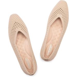 Frank Mully Women’s Flats Square-Toe Knit Mesh Flats Shoes with Arch Support Slip on Washable Ballet Shoes for Work(Beige)