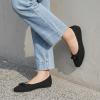 Frank Mully Ballet Flats for Women Dressy Squared Toe Knit Flat with Bowknot Casual Comfortable Slip-On Work Business Shoes for Daily Casual(Black/Solid)