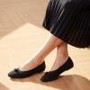 Frank Mully Ballet Flats for Women Dressy Squared Toe Knit Flat with Bowknot Casual Comfortable Slip-On Work Business Shoes for Daily Casual(Black/Solid)
