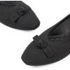 Frank Mully Ballet Flats for Women Dressy Squared Toe Knit Flat with Bowknot Casual Comfortable Slip-On Work Business Shoes for Daily Casual(Black/Solid)