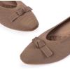 Frank Mully Ballet Flats for Women Dressy Squared Toe Knit Flat with Bowknot Casual Comfortable Slip-On Work Business Shoes for Daily Casual(Brown/Solid)
