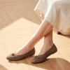 Frank Mully Ballet Flats for Women Dressy Squared Toe Knit Flat with Bowknot Casual Comfortable Slip-On Work Business Shoes for Daily Casual(Brown/Solid)