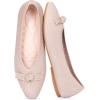 Frank Mully Ballet Flats for Women Dressy Squared Toe Knit Flat with Bowknot Casual Comfortable Slip-On Work Business Shoes for Daily Casual(Ecru/Solid)