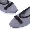 Frank Mully Ballet Flats for Women Dressy Squared Toe Knit Flat with Bowknot Casual Comfortable Slip-On Work Business Shoes for Daily Casual(Grey/Black)