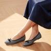 Frank Mully Ballet Flats for Women Dressy Squared Toe Knit Flat with Bowknot Casual Comfortable Slip-On Work Business Shoes for Daily Casual(Grey/Black)